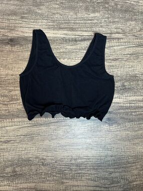 Women's Black Ribbed Crop Tank Top
